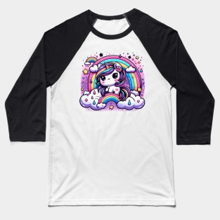 Enchanting Pastel Unicorn Rainbow Fantasy Baseball T-Shirt